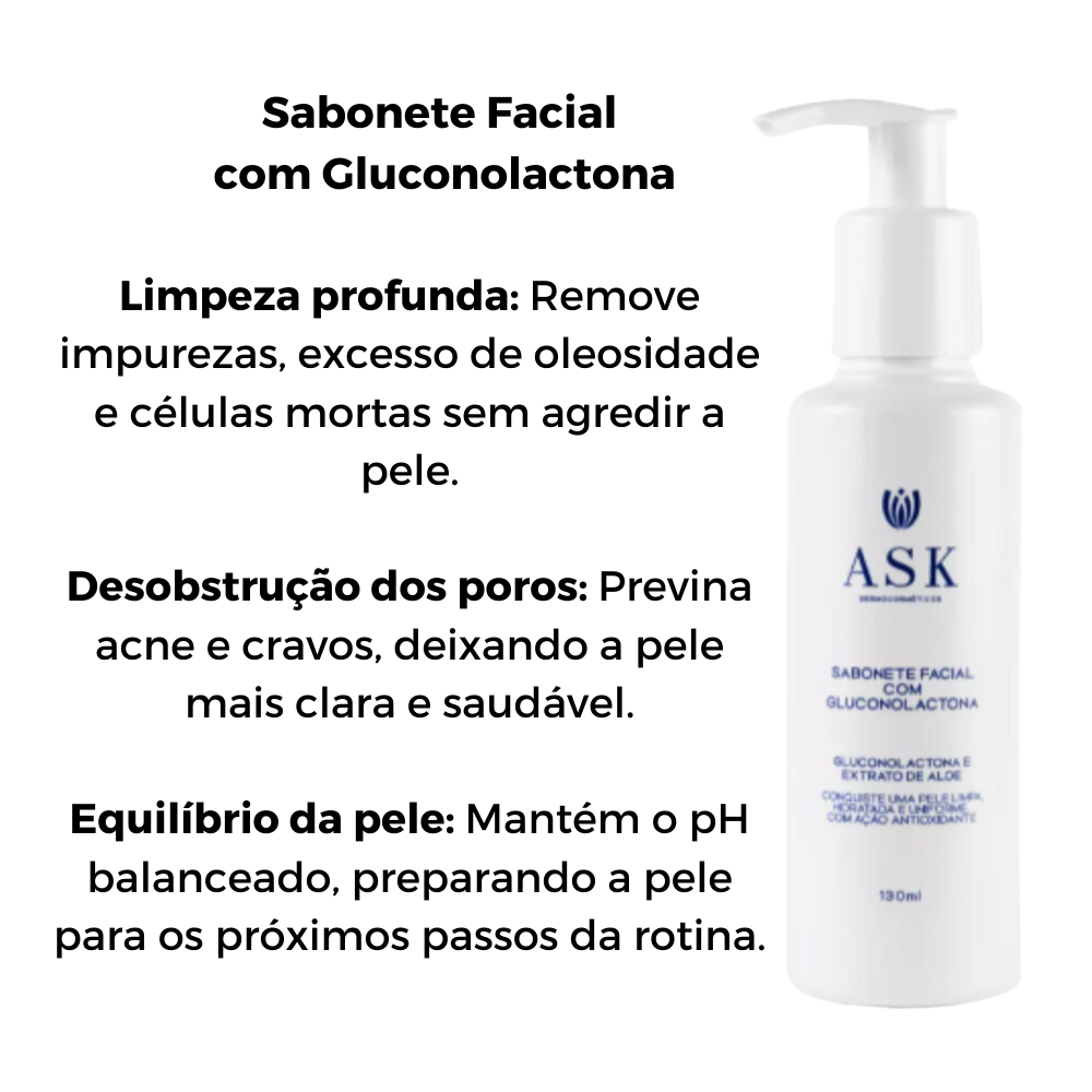 Sabonete Facial Gel de Limpeza com Gluconolactona ASK Dermocosméticos 130ml